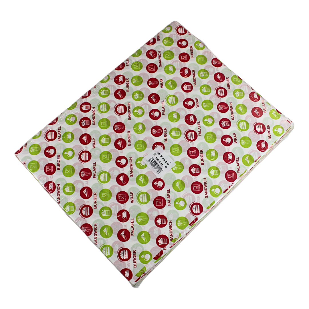 Hamburgerpapier Bunt 30×40cm 1000 Stück