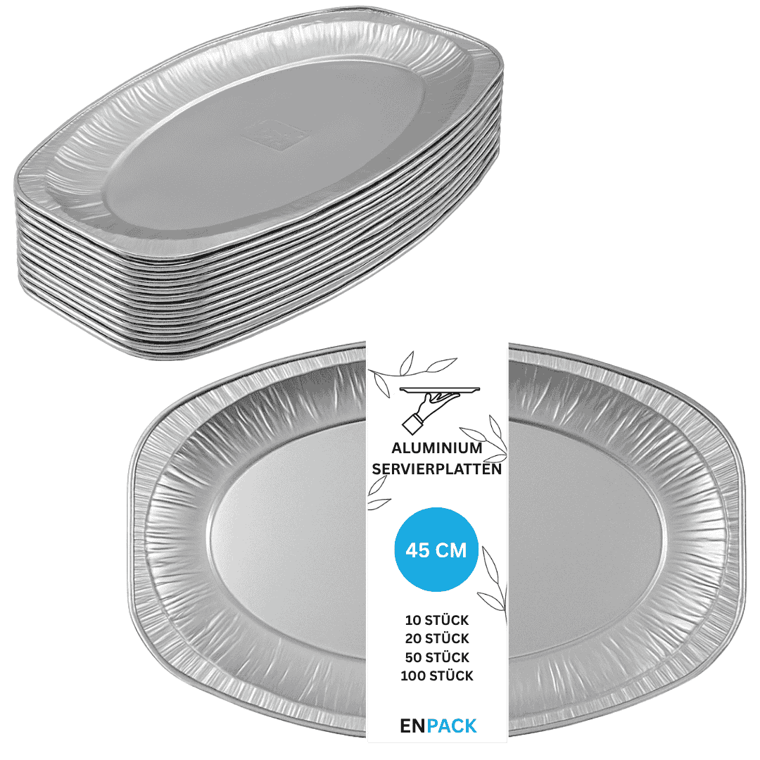 Alu Servierplatte oval 45 x 29 cm – Buffet & Catering – 10‑100 Stück –