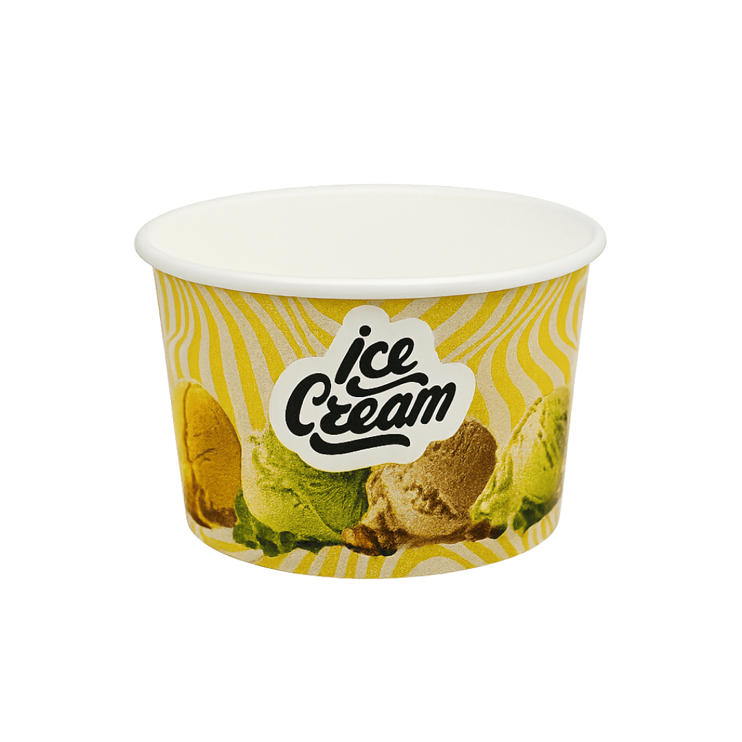 Einweg Eisbecher 175ml & 250ml - gelb & schwarz