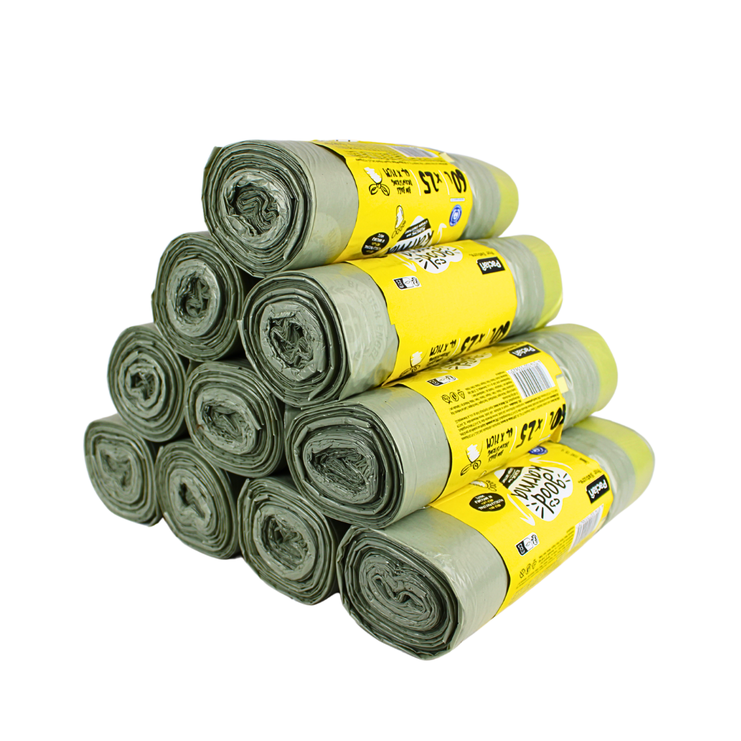 Müllbeutel 60L Grün/Gelb mit Zugband