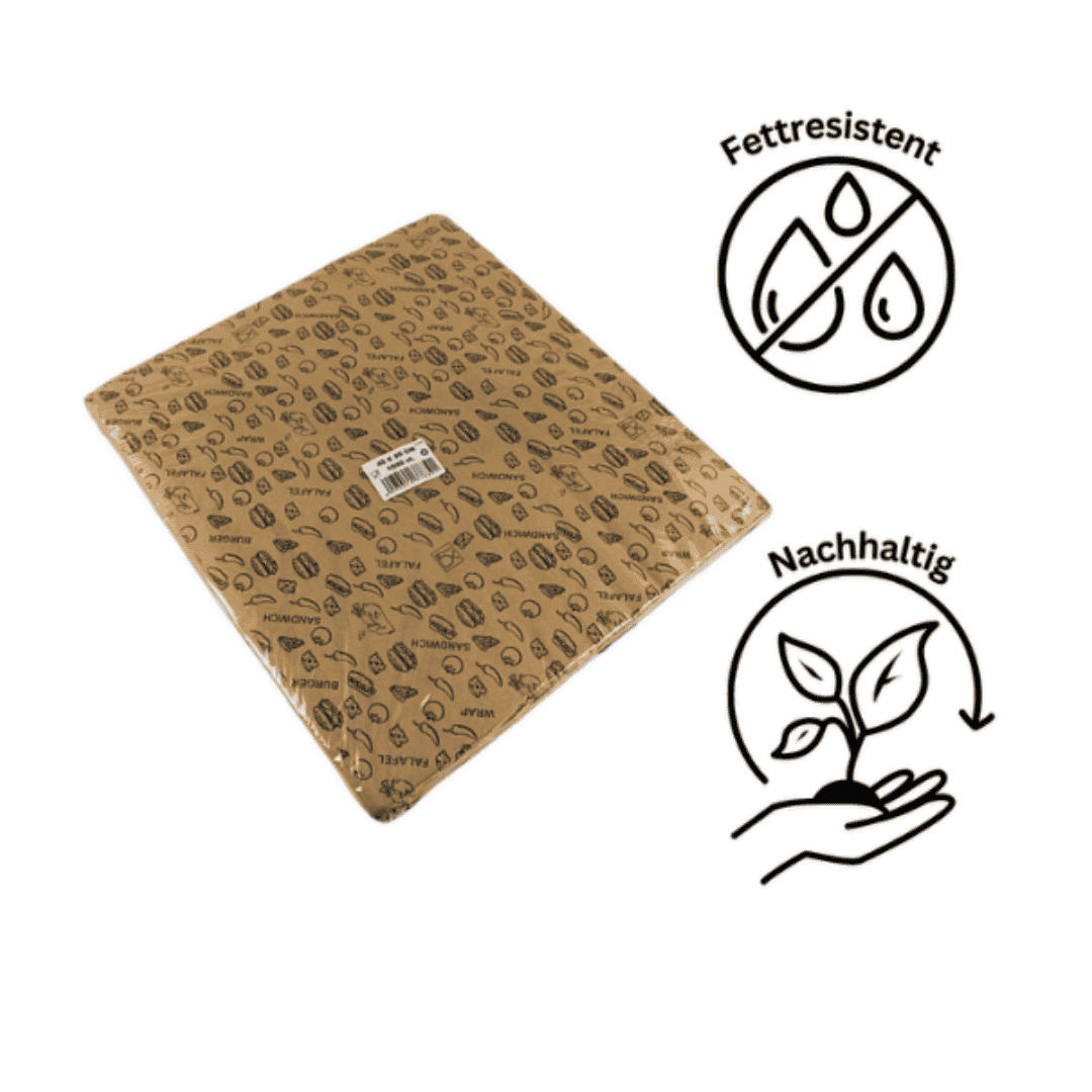 Burger-Papier, PE-beschichtet, fettdicht, grün Burger-Papier, PE-beschichtet, fettdicht, grün