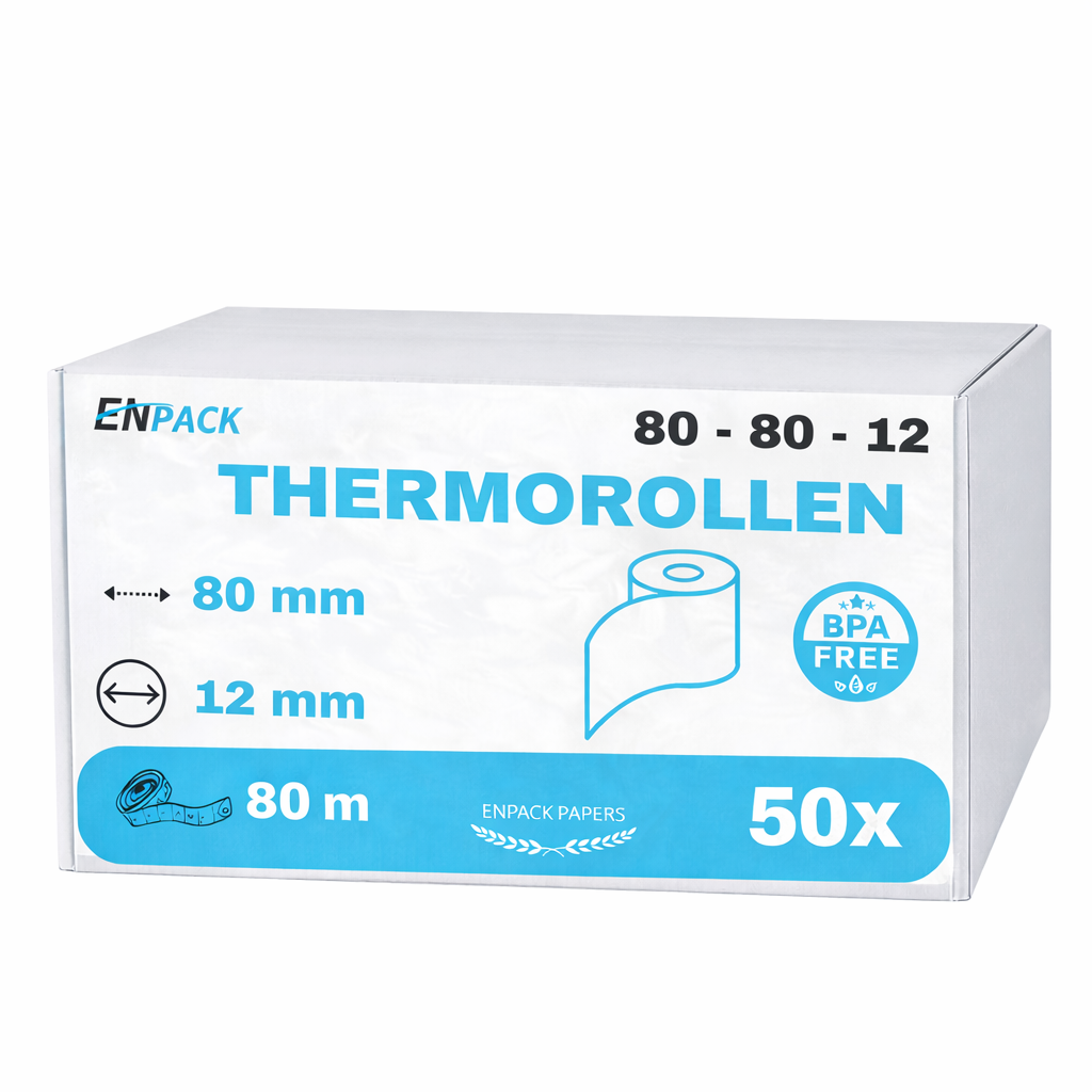 Thermorollen 80mm x 80m x 12 mm 50 Rollen