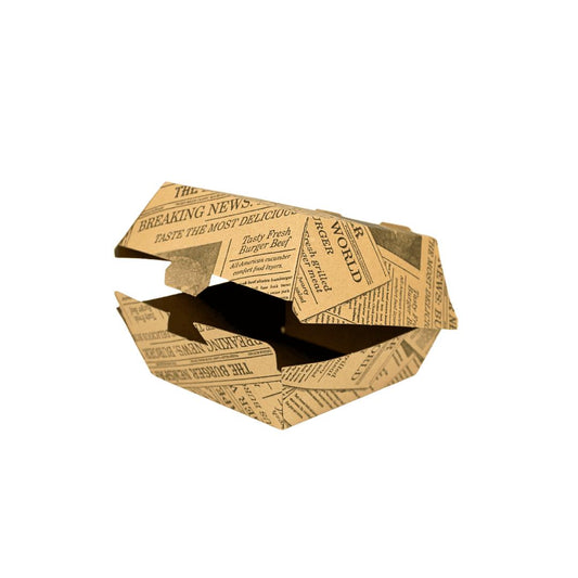 Burgerbox Braun "Newspaper Style" 11,5x11,5cm