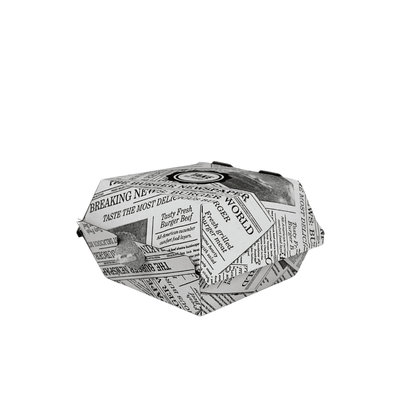 Burgerbox "Newspaper Style" weiß - 11,5 x 11,5 cm