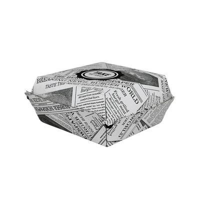 Burgerbox Weiß „Newspaper Style“ 13,5x13,5cm
