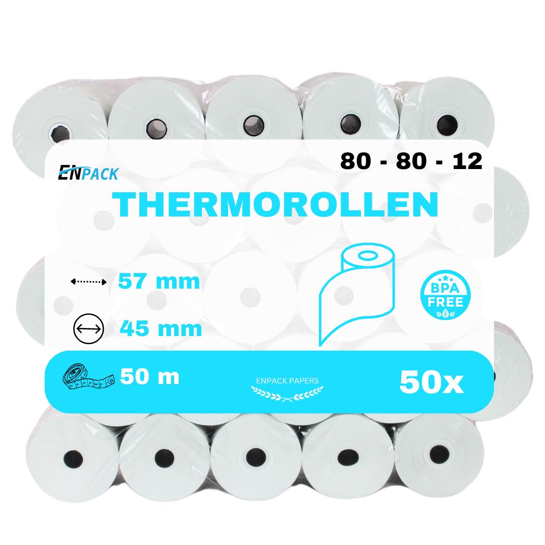 Thermorollen 80mm x 80m x 12 mm 50 Rollen
