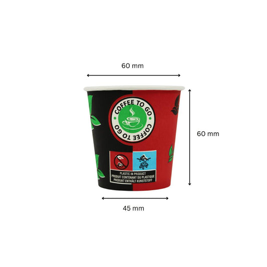 Einweg Kaffeebecher 100ml / 4oz Schwarz/Rot
