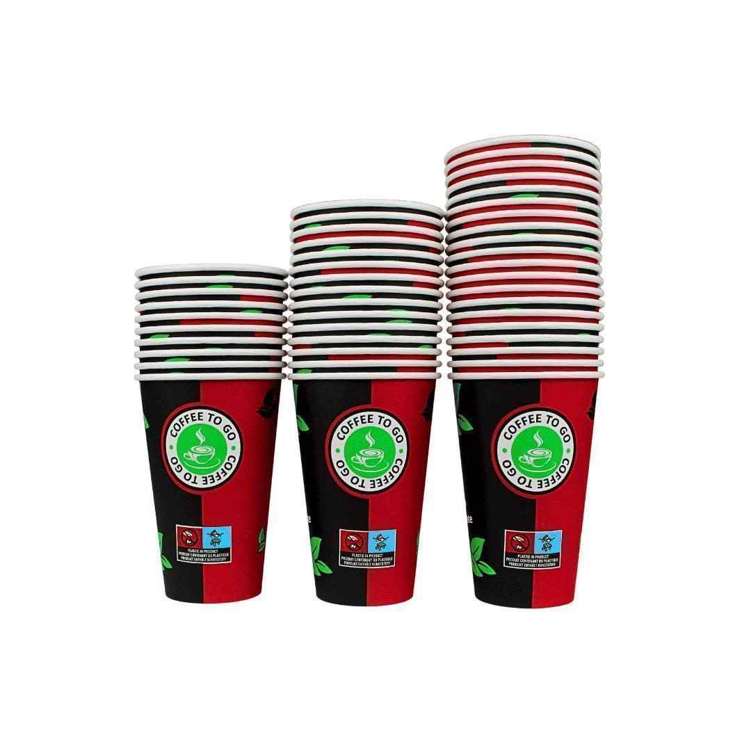 Einweg Kaffeebecher 300ml / 12oz Schwarz/Rot