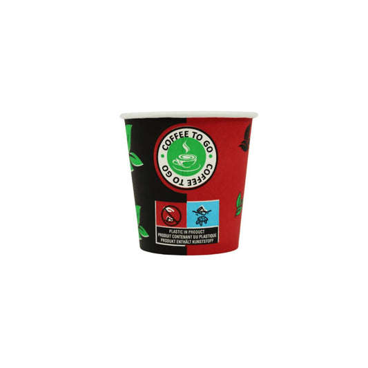 Einweg Kaffeebecher 100ml / 4oz Schwarz/Rot
