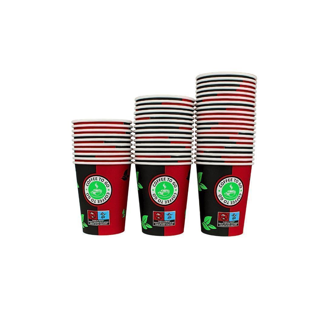 Einweg Kaffeebecher 200ml / 8oz Schwarz/Rot