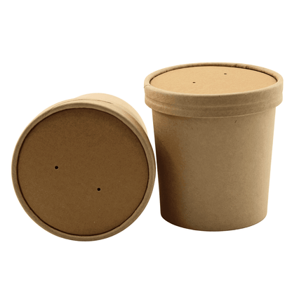 Suppenbecher aus Kraftpapier mit Deckel 500ml / 16oz 500 Stück