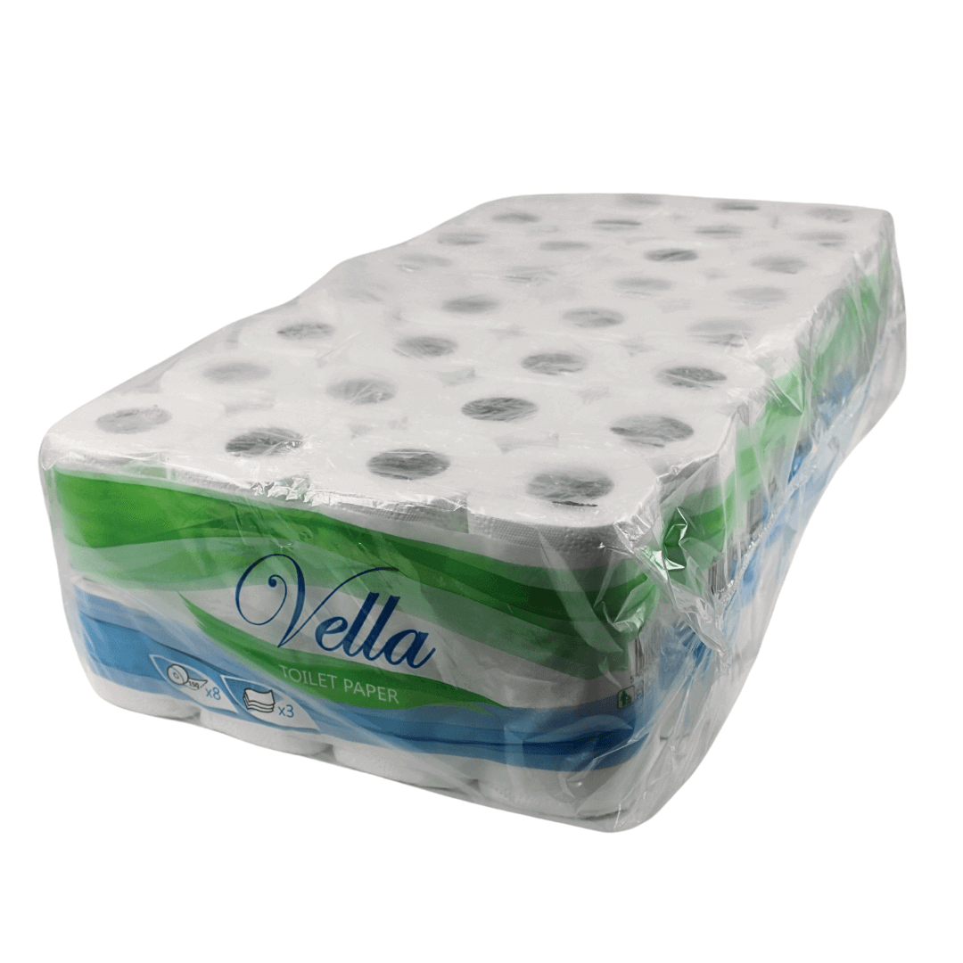 Zellstoff Toilettenpapier 3-lagig 150 Blatt 64 Rollen
